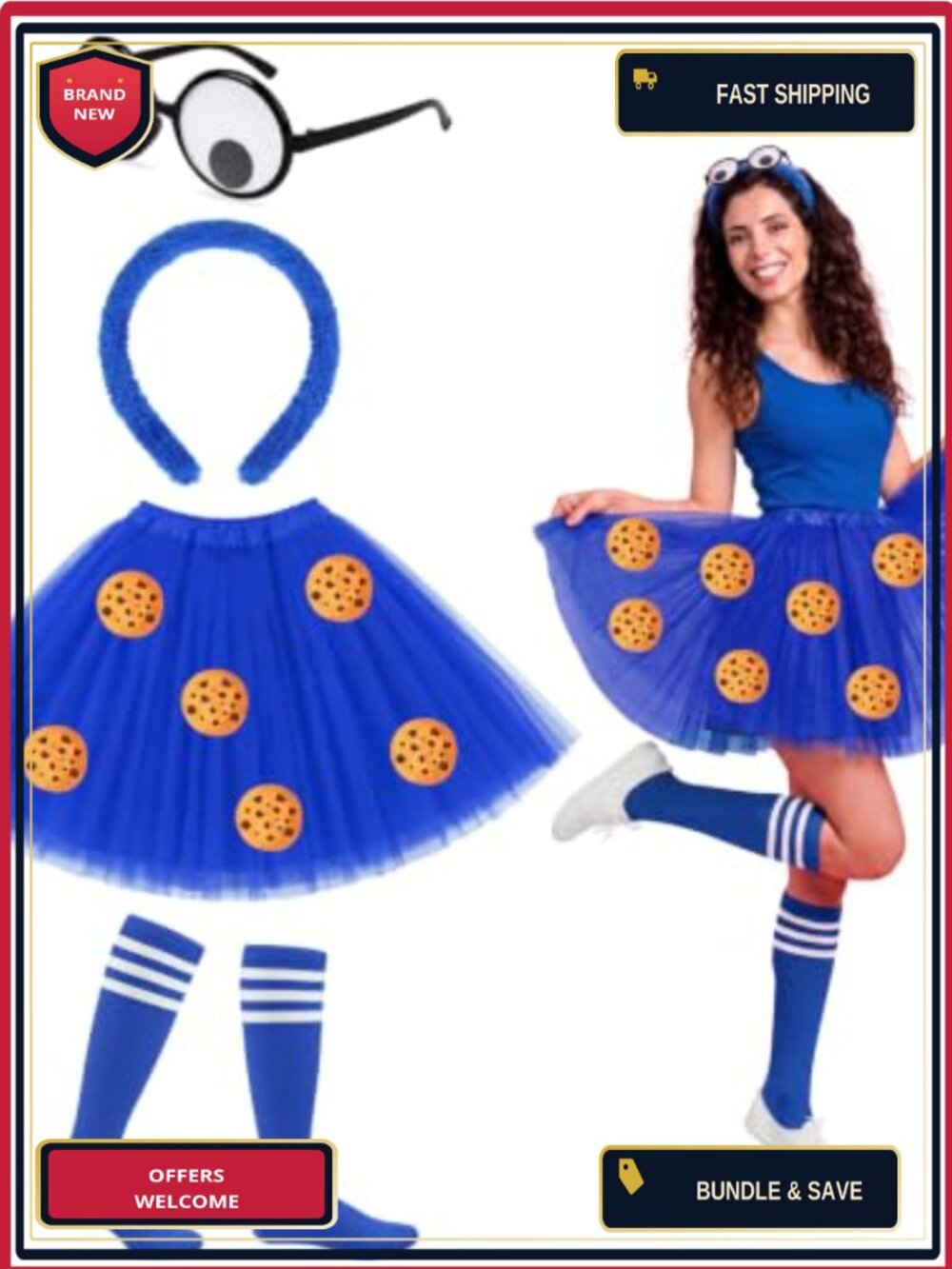 Halloween Monster Costume Accessories Set with Tutu, Headband, Socks